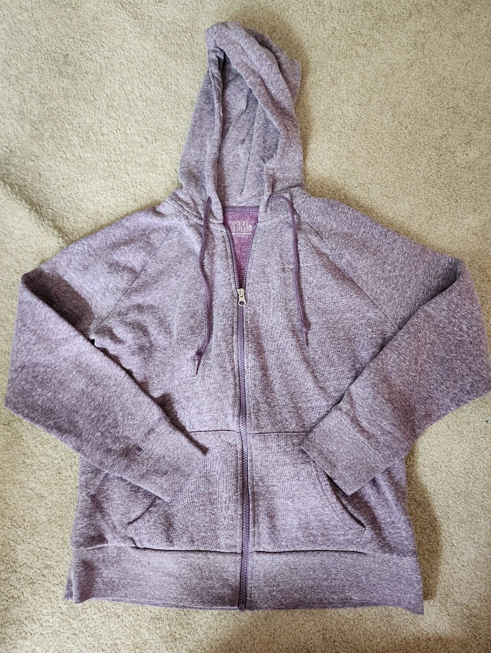 Time and Tru Heather Lavender Full-Zip Hooded Sweatshirt